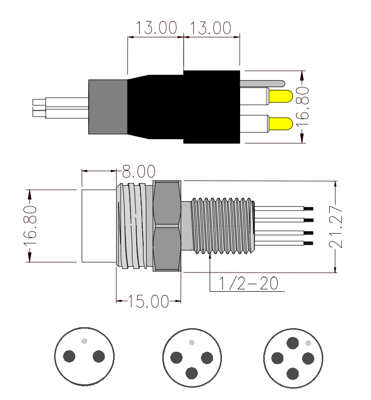 Conector Submarino de Alta Corriente de 2 Pines/4 Pines