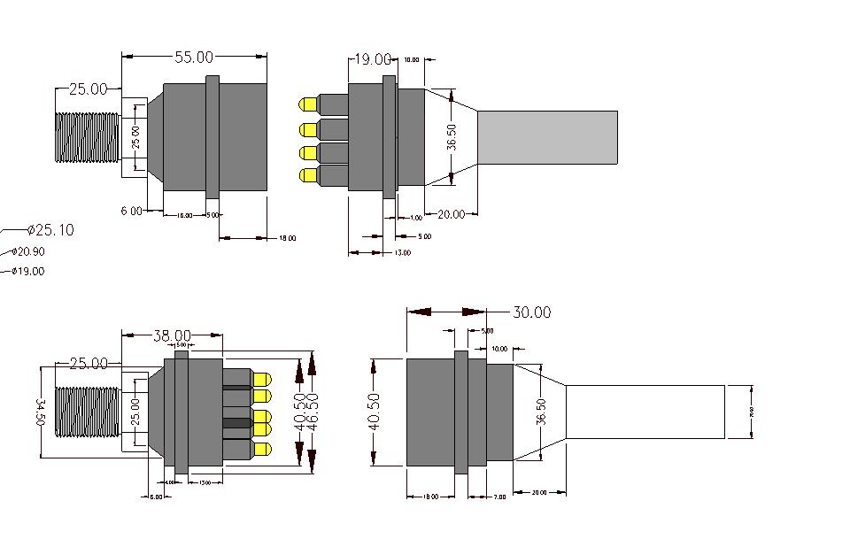 Conector Submarino IL12M BH12F de 12 Pines