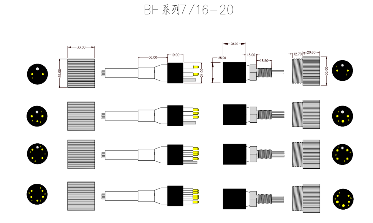 Conector Submarino IL4F BH4M de 4 Pines