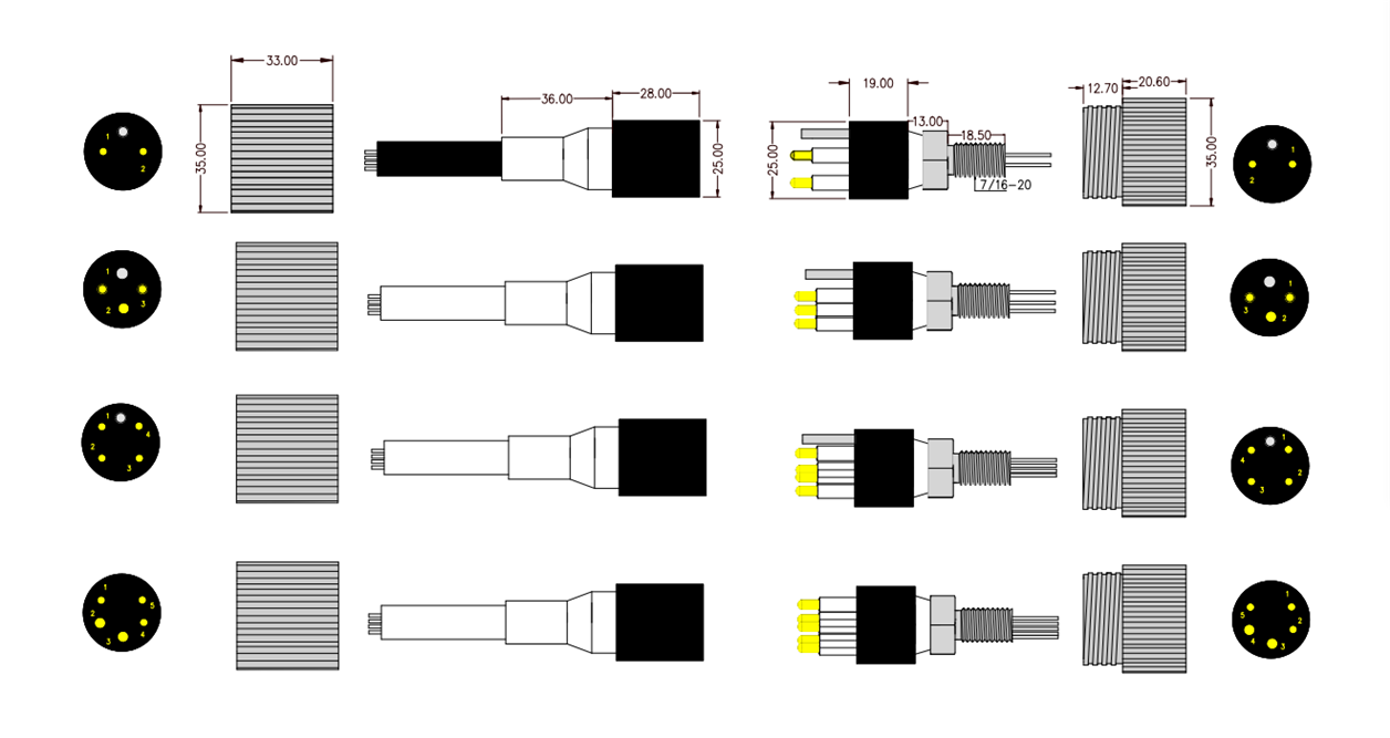 Conector Submarino IL4F BH4M de 4 Pines