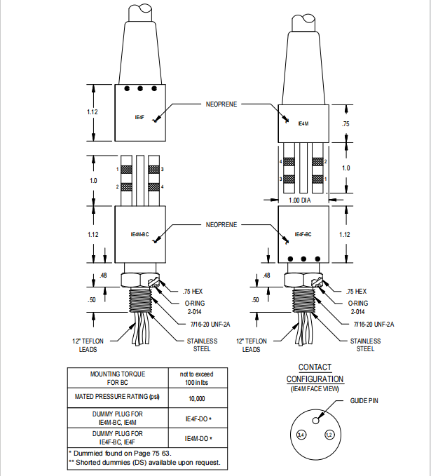Conector Submarino RTIE1-4M-DZ de 4 Pines